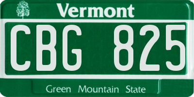 VT license plate CBG825