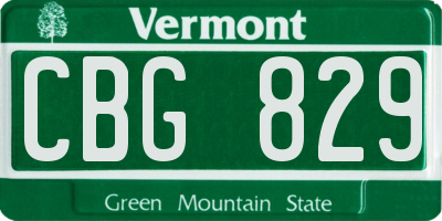 VT license plate CBG829