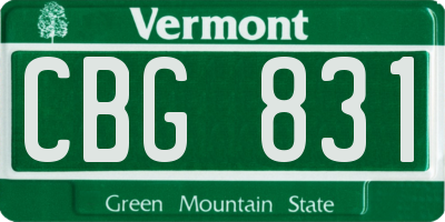 VT license plate CBG831
