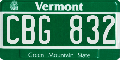 VT license plate CBG832