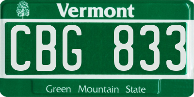 VT license plate CBG833