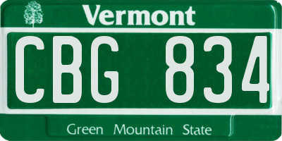 VT license plate CBG834