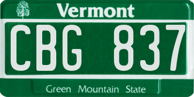 VT license plate CBG837
