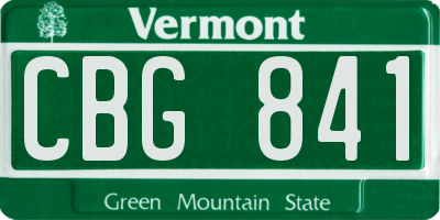 VT license plate CBG841