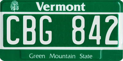 VT license plate CBG842
