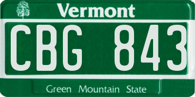 VT license plate CBG843