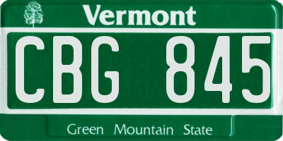 VT license plate CBG845