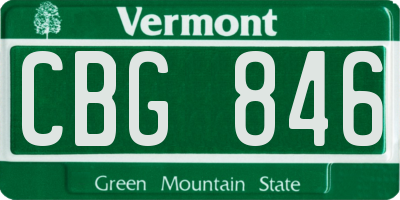 VT license plate CBG846