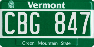 VT license plate CBG847