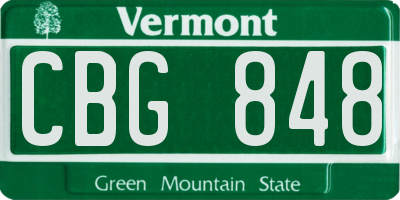 VT license plate CBG848
