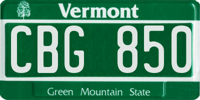 VT license plate CBG850