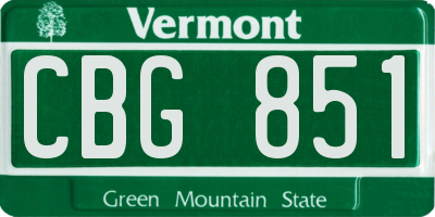 VT license plate CBG851