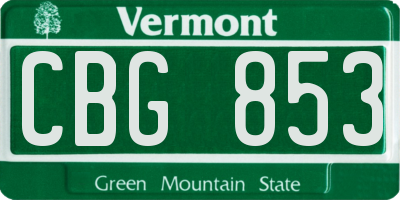 VT license plate CBG853