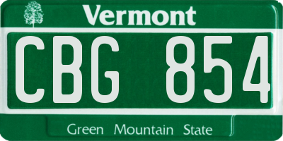 VT license plate CBG854