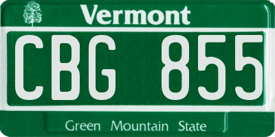 VT license plate CBG855
