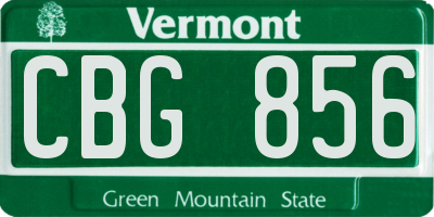 VT license plate CBG856