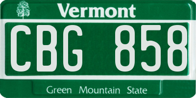 VT license plate CBG858