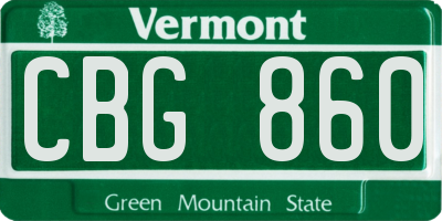 VT license plate CBG860
