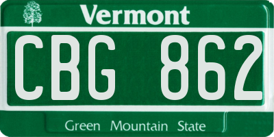 VT license plate CBG862