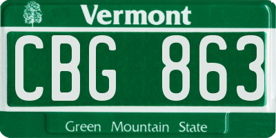 VT license plate CBG863