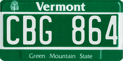 VT license plate CBG864