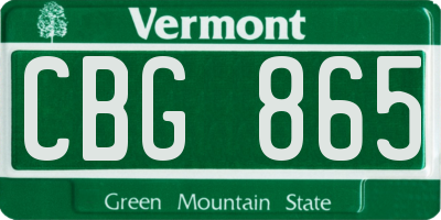 VT license plate CBG865