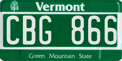 VT license plate CBG866