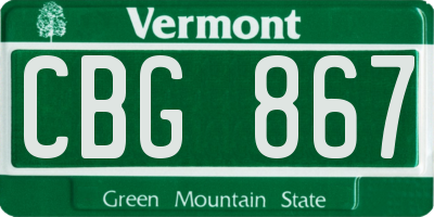 VT license plate CBG867