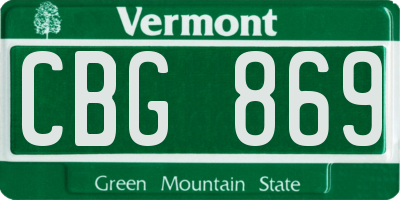 VT license plate CBG869