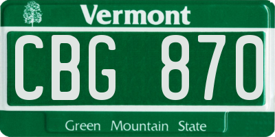 VT license plate CBG870