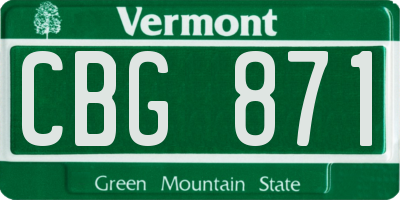 VT license plate CBG871