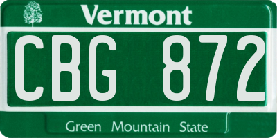 VT license plate CBG872