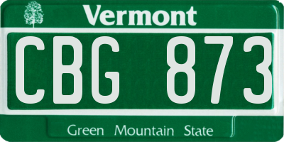 VT license plate CBG873