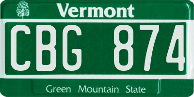 VT license plate CBG874