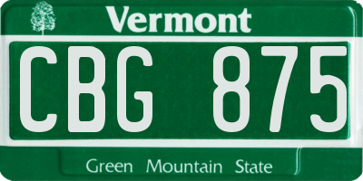VT license plate CBG875