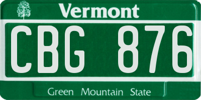 VT license plate CBG876