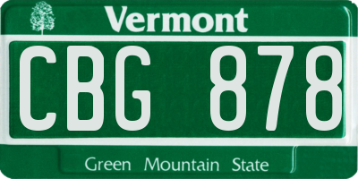 VT license plate CBG878