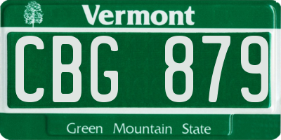 VT license plate CBG879