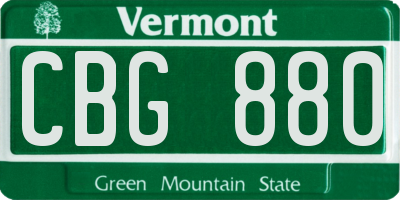 VT license plate CBG880