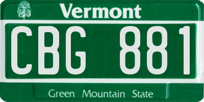 VT license plate CBG881