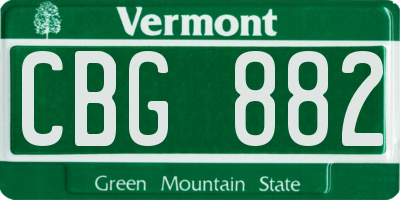 VT license plate CBG882