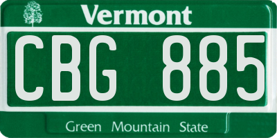 VT license plate CBG885