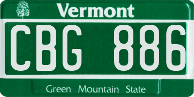 VT license plate CBG886