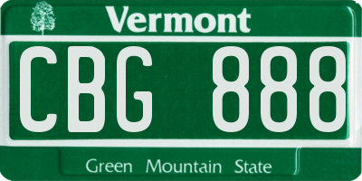 VT license plate CBG888