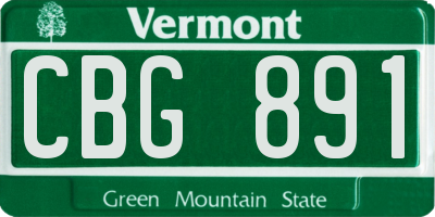 VT license plate CBG891