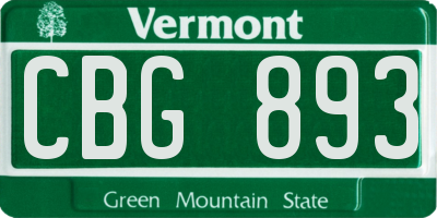 VT license plate CBG893