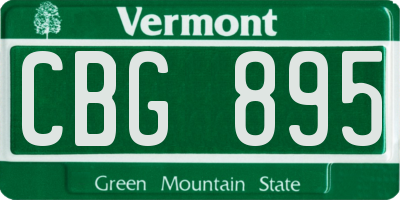 VT license plate CBG895