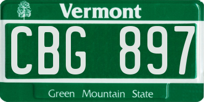 VT license plate CBG897