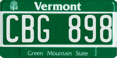 VT license plate CBG898