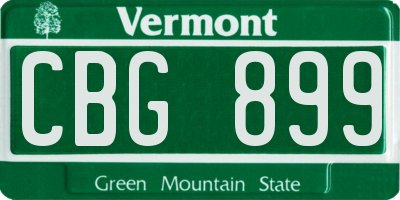 VT license plate CBG899